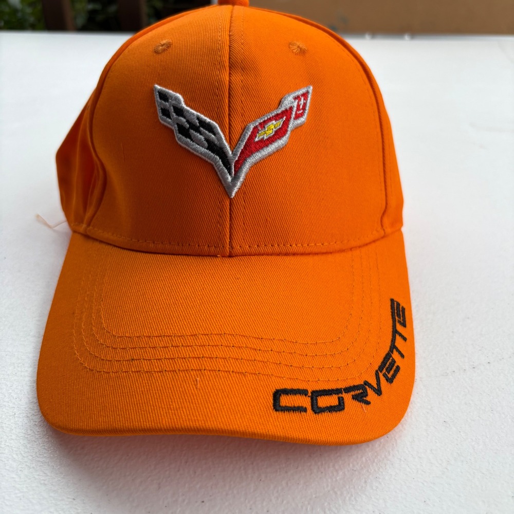 Chevrolet Corvette C7 Orange Embroidered Baseball Hat Adjustable Racing Cap